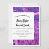 ブルーエレガントモダン銀河系抽象芸術ア結婚ート 招待状 (正面)