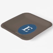 ブルーエレガントモノグパーソナライズされたラム紙プレート ペーパープレート (傾斜あり)