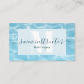 ブルーエレガントモノグラムスイミングインストラクター 名刺 (正面)