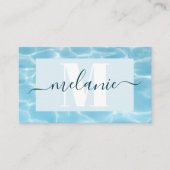 ブルーエレガントモノグラムスイミング先生コーチ 名刺 (正面)