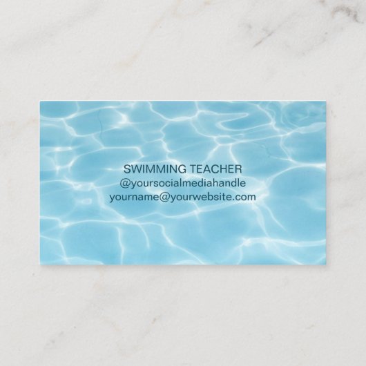 ブルーエレガントモノグラムスイミング先生コーチ 名刺 (裏面)