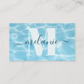 ブルーエレガントモノグラムスイミング先生コーチ 名刺 (正面)