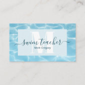 ブルーエレガントモノグラムスイミング先生 名刺 (正面)