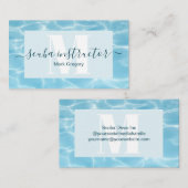 ブルーエレガントモノグラムスキューバダイビングインストラクター 名刺 (正面/裏面)