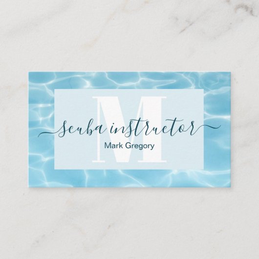 ブルーエレガントモノグラムスキューバダイビングインストラクター 名刺 (正面)