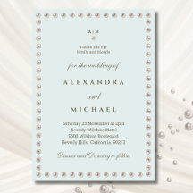 ブルーエレガントモノグラムパール結婚ズ