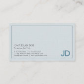 ブルーエレガントモノグラムモダンプレミアムリネンラグジュアリー 名刺 (裏面)