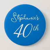 ブルーエレガントモノグラム40歳の誕生日パーティー 缶バッジ (正面)