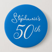 ブルーエレガントモノグラム50th誕生日パーティー 缶バッジ (正面)