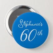 ブルーエレガントモノグラム60th誕生日パーティー 缶バッジ (正面&裏面)