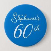 ブルーエレガントモノグラム60th誕生日パーティー 缶バッジ (正面)