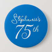 ブルーエレガントモノグラム75th誕生日パーティー 缶バッジ (正面)