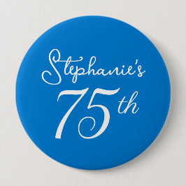 ブルーエレガントモノグラム75th誕生日パーティー 缶バッジ