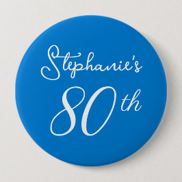 ブルーエレガントモノグラム80th誕生日パーティー 缶バッジ