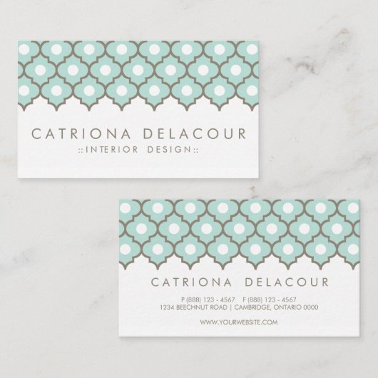 ブルーエレガントモロッコパターン名刺 名刺 (正面/裏面)