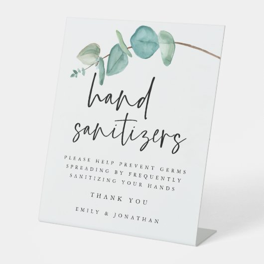 ブルーエレガントユーカリプタスハンドサニタイザステーション 台座サイン (正面)