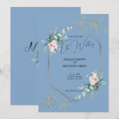 ブルーエレガントユーカリ結婚式招待状 招待状 (正面/裏面)