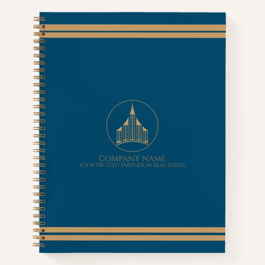 ブルーエレガントライトブラウンシック実在エステートエージェント ノートブック (正面)