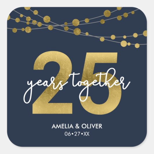 ブルーエレガントライト25結婚周年 スクエアシール (正面)