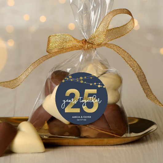 ブルーエレガントライト25結婚周年 ラウンドシール