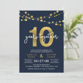 ブルーエレガントライト 10周年結婚記念日 招待状 (スタンド正面)
