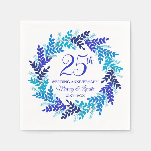 ブルーエレガントリース25周年記念パーティーナプキンス スタンダードカクテルナプキン (正面)