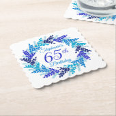 ブルーエレガントリース65誕生日 ペーパーコースター (アングル)