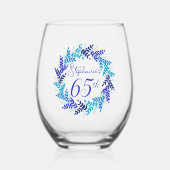 ブルーエレガントリース65th誕生日パーティー ステムなしワイングラス (正面)