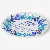 ブルーエレガントリース75周年記念パーティー ペーパープレート (アングル)