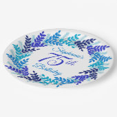 ブルーエレガントリース75誕生日 ペーパープレート (アングル)