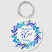 ブルーエレガントリース80th誕生日キーチェーン キーホルダー (裏面)