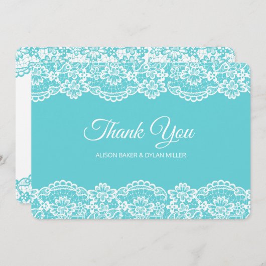 ブルーエレガントレースサンキューカード サンキューカード (正面/裏面)