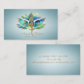 ブルーエレガントロータスフラワーグリッターヨガガガール 名刺 (正面/裏面)