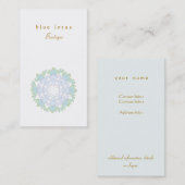 ブルーエレガントロータスフラワーシンプルビジネスカード 名刺 (正面/裏面)