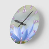 ブルーエレガントロータス ラウンド壁時計 (傾斜)
