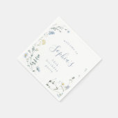 ブルーエレガントワイルドフラワー素朴ボホ誕生日 スタンダードカクテルナプキン (角)