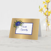 ブルーエレガントヴィオレット金ゴールドフローラ悔やみや弔慰 カード (黄色い花)