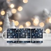 ブルーエレガントヴィンテージウィンタースノーフレーク恵み コーヒーマグカップ