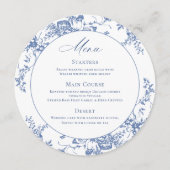 ブルーエレガントヴィンテージガーデン結婚フラワーズディナー メニュー (正面)