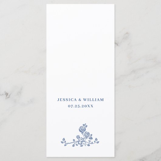 ブルーエレガントヴィンテージガーデン結婚フラワーズディナー メニュー (裏面)