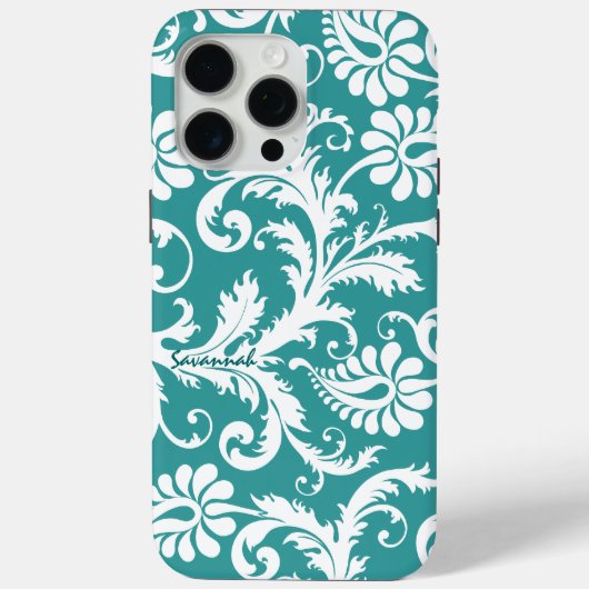 ブルーエレガントヴィンテージダマスク変更ブルー任意の色 Case-Mate iPhoneケース (裏面)