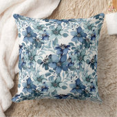 ブルーエレガントヴィンテージチンツパターン クッション (ブランケット)