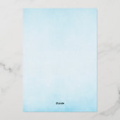 ブルーエレガントヴィンテージフォイル赤ちゃんシャワー招待状 箔招待状 (裏面)