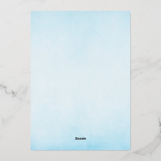 ブルーエレガントヴィンテージフォイル赤ちゃんシャワー招待状 箔招待状 (裏面)