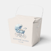 ブルーエレガントヴィンテージベビーキャリッジベビーシャワー フェイバーボックス (正面サイド)