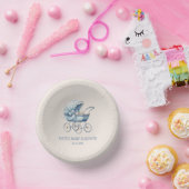 ブルーエレガントヴィンテージベビーキャリッジベビーシャワー ペーパーボウル (パーティー)