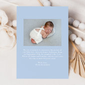 ブルーエレガントヴィンテージボウフォト誕生 案内状