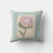 ブルーエレガントヴィンテージモダンフローラピンクプロテア クッション (裏面)