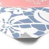 ブルーエレガントヴィンテージレースモノグパーソナライズされたラム ポスター (角)