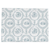 ブルーエレガント刻印フローラメダリオンとスワッグ ラージペーパーバッグ (裏面)